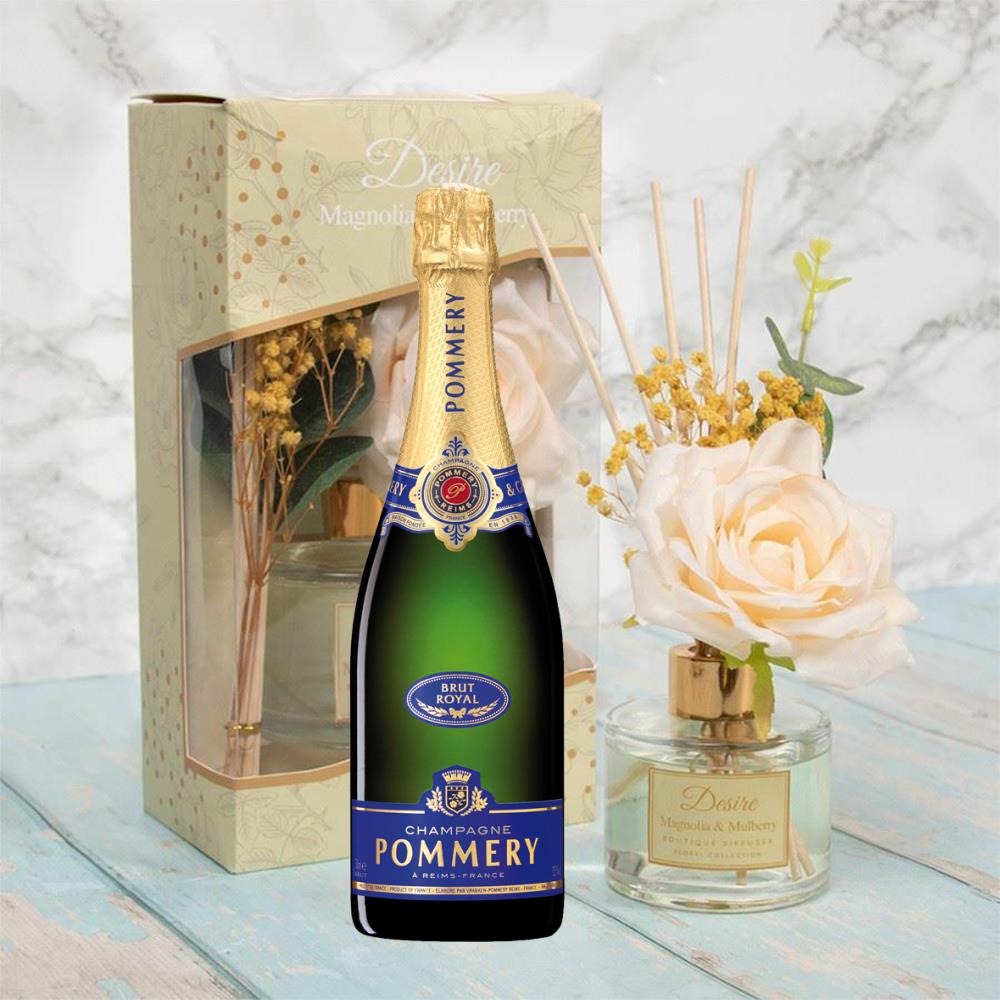Pommery Brut Royal Champagne 75cl With Magnolia & Mulberry Desire Floral Diffuser
